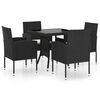 vidaXL 5-tlg. Garten-Essgruppe Poly Rattan Schwarz
