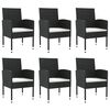 vidaXL 7-tlg. Garten-Essgruppe Schwarz Poly Rattan und Stahl