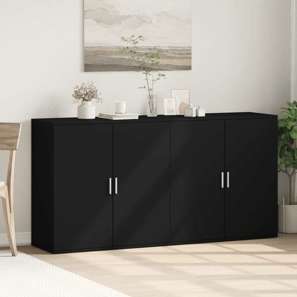 vidaXL Sideboards 2 Stk. Schwarz 79x38x80 cm Holzwerkstoff