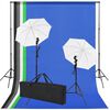 vidaXL Fotostudio-Set: 5 Bunte Hintergr&uuml;nde & 2 Schirme