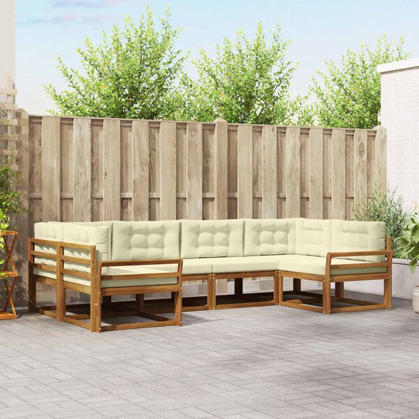 vidaXL Outdoor-Sofagarnitur mit Kissen 6 pcs Natur und Creme