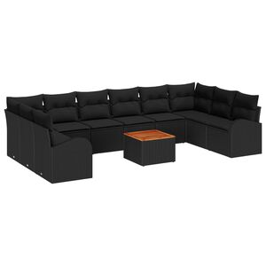 vidaXL Gartensofa-set mit Speicher 11 pcs Schwarz Poly-Rattan