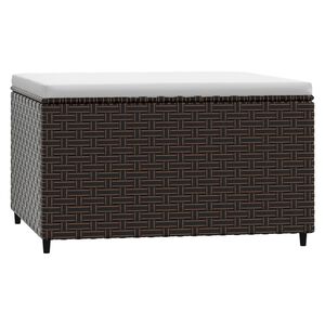 vidaXL Gartenhocker mit Kissen Braun Poly Rattan