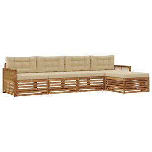 vidaXL Outdoor-Sofagarnitur mit Kissen 5 pcs Natur und Beige