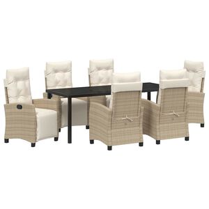 vidaXL Garten Essgruppe 7 stk. Beige Poly-Rattan