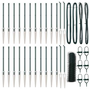 vidaXL Zaunpfosten Gr&uuml;n 50 x 0,6 m (50 mm Gewebe) Stahl und PVC