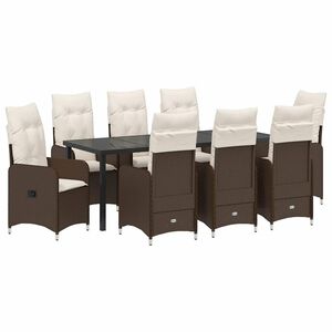 vidaXL Garten Essgruppe 9 pcs Braun Poly-Rattan