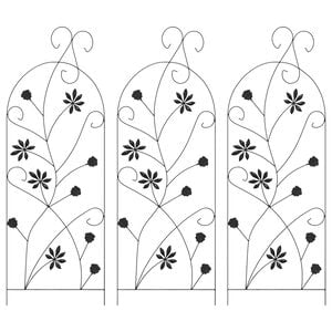 vidaXL Gartenzaun 3 Stk. Schwarz 112 x 39,5 cm Stahl