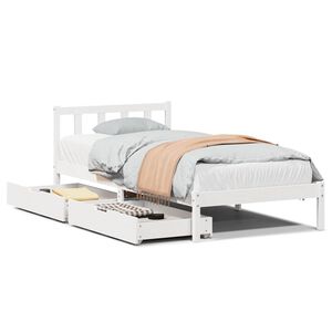vidaXL Massivholzbett ohne Matratze Wei&szlig; 90x190 cm Kiefernholz