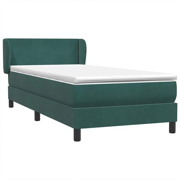 vidaXL Boxspringbett mit Matratze Dunkelgr&uuml;n 100x210 cm Samt