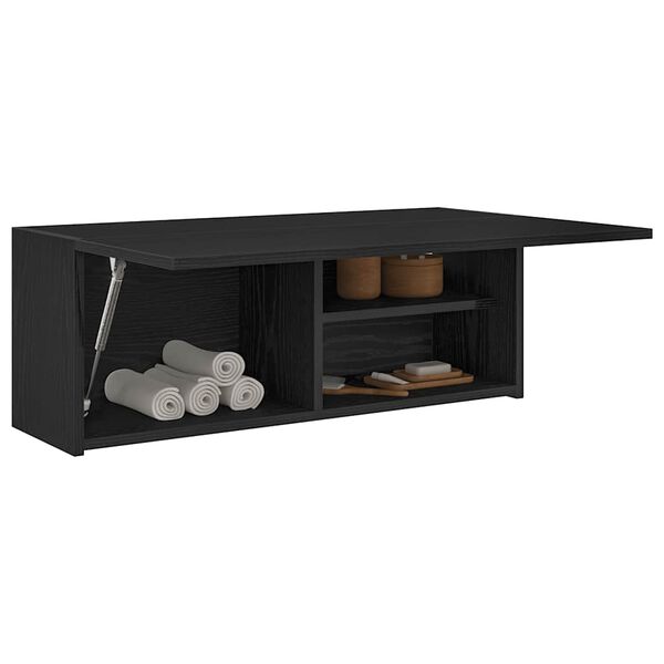 vidaXL Bad-Wandschrank Schwarz 80x25x30 cm Holzwerkstoff