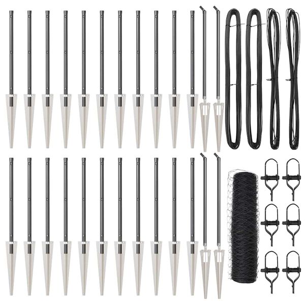 vidaXL Zaunpfosten Grau 50 x 0,8 m (36 mm Maschen) Stahl und PVC