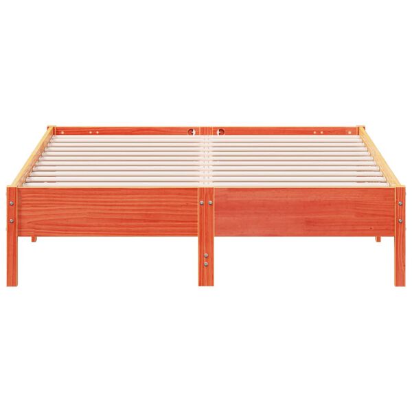 vidaXL Massivholzbett ohne Matratze Wachsbraun 160x200 Kiefernholz