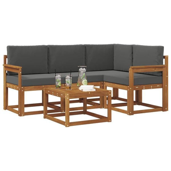 vidaXL Outdoor-Sofagarnitur mit Kissen 5 pcs Natur und Anthrazit