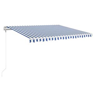vidaXL Markise Automatisch Einziehbar 450x350 cm Blau und Wei&szlig;