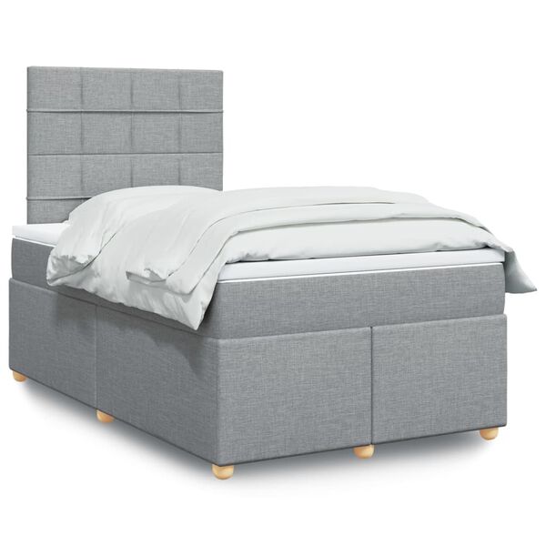 vidaXL Boxspringbett mit Matratze Hellgrau 120x190 cm Stoff