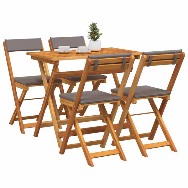 vidaXL Bistrogarnitur mit Kissen 5 pcs &Ouml;l-Natur Massivholz Akazie