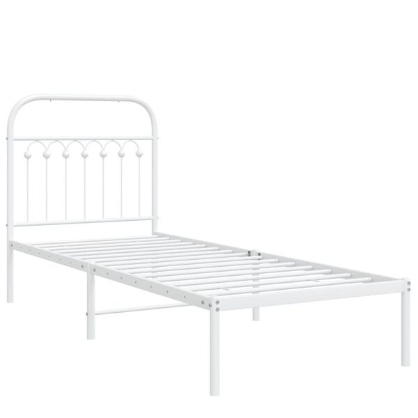 vidaXL Metallbett ohne Matratze mit Kopfteil Weiß 75x190 cm