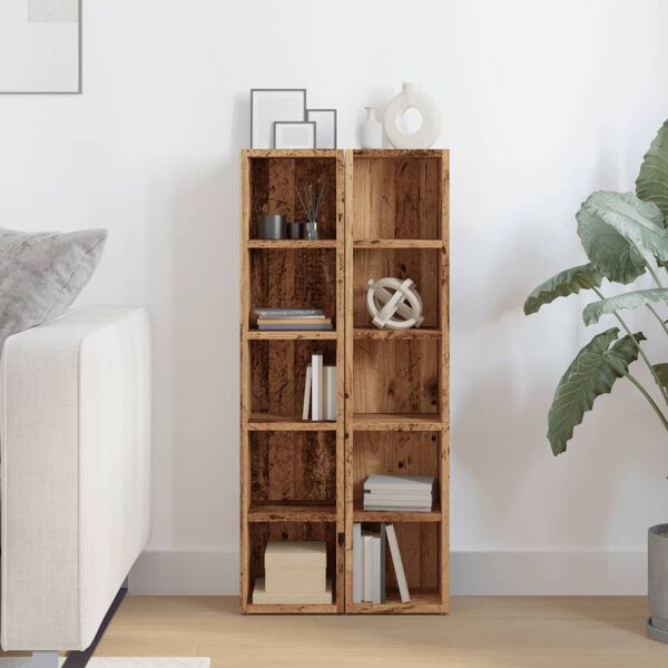 vidaXL CD-Regale 2 Stk. Altholz-Optik 21x16x93,5 cm Holzwerkstoff