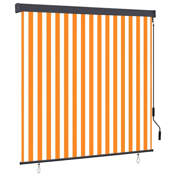 vidaXL Outdoor Rollo Gestreift Orange und Weiß 180 x 250 cm Stoff
