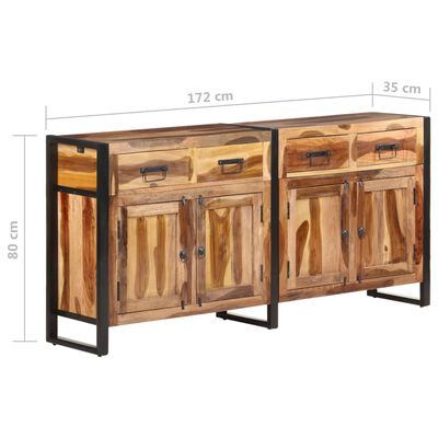 vidaXL Sideboard 172x35x80 cm Massivholz Akazie Honigfarben