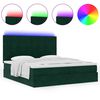 vidaXL Ottoman-Bett mit Matratzen & LEDs Dunkelgr&uuml;n 200x200 cm Samt