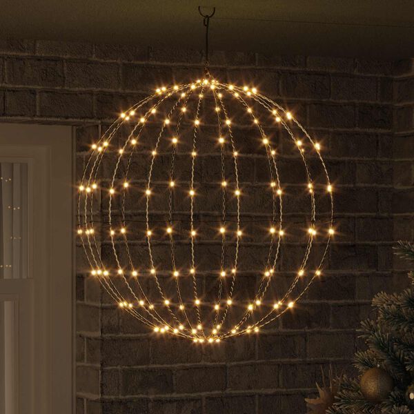vidaXL Ball mit 192 LEDs Warmwei&szlig; 59,5 x 59,5 x 63 cm Metall