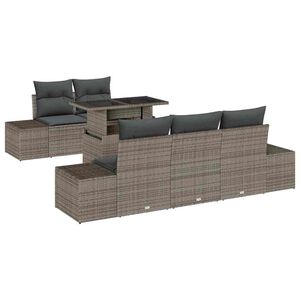 vidaXL Garten-Sofa-Set mit Kissen mit Speicher mit Kissen 6 pcs Grau