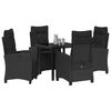 vidaXL Garten Essgruppe mit Kissen 5 pcs Schwarz Poly-Rattan