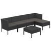vidaXL 6-tlg. Garten-Lounge-Set mit Auflagen Poly Rattan Schwarz