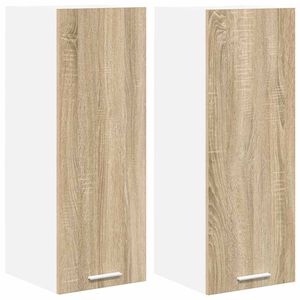 vidaXL H&auml;ngeschrank 2 pcs Sonoma-Eiche und Wei&szlig; 30 x 31 x 80 cm