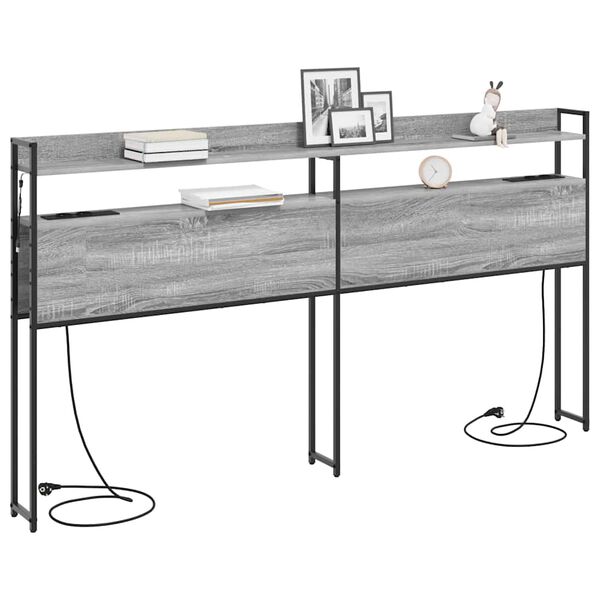 vidaXL Aufbewahrungskopfteil Grau Sonoma 200 cm Holzwerkstoff