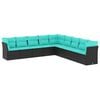 vidaXL 9-tlg. Garten-Sofagarnitur mit Kissen Schwarz Poly Rattan