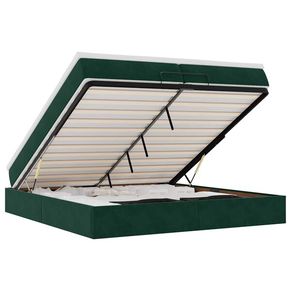 vidaXL Ottoman-Bett mit Matratzen Dunkelgr&uuml;n 200x200 cm Samt