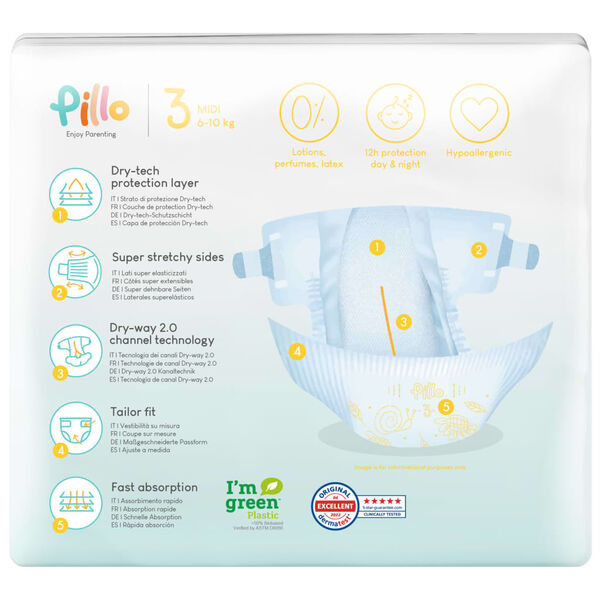 Pillo Windeln 168 Stk. Gr&ouml;&szlig;e 3 (6-10 kg)