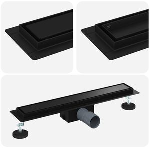 vidaXL 2 in 1 Duschabfluss Schwarz 50 cm Edelstahl 304