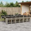 vidaXL 13-tlg. Garten-Essgruppe mit Kissen Hellgrau Poly Rattan