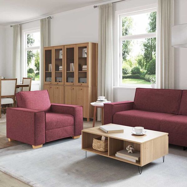vidaXL Sofa 3 pcs Weinrot 220 x 80 x 84 cm Leinenmischgewebe