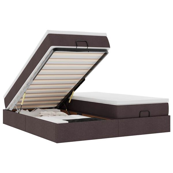 vidaXL Ottoman-Bett mit Matratzen Dunkelbraun 160x200 cm Stoff