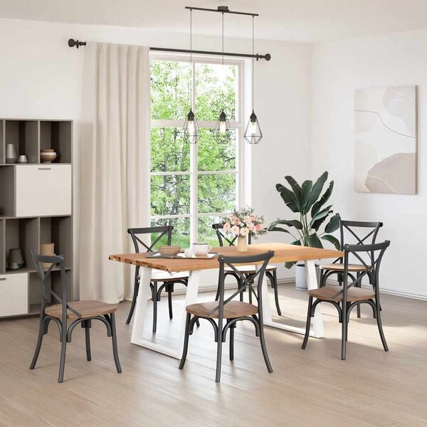 vidaXL Esstisch mit Baumkante 180x100x74 cm Massivholz Eiche Rechteckig