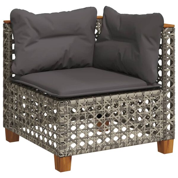 vidaXL 8-tlg. Garten-Sofagarnitur mit Kissen Grau Poly Rattan