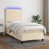 vidaXL Boxspringbett mit Matratze & LED Creme 100x200 cm Stoff