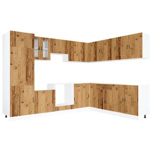 vidaXL 14-tlg. K&uuml;chenschrank-Set Porto Altholz-Optik Holzwerkstoff