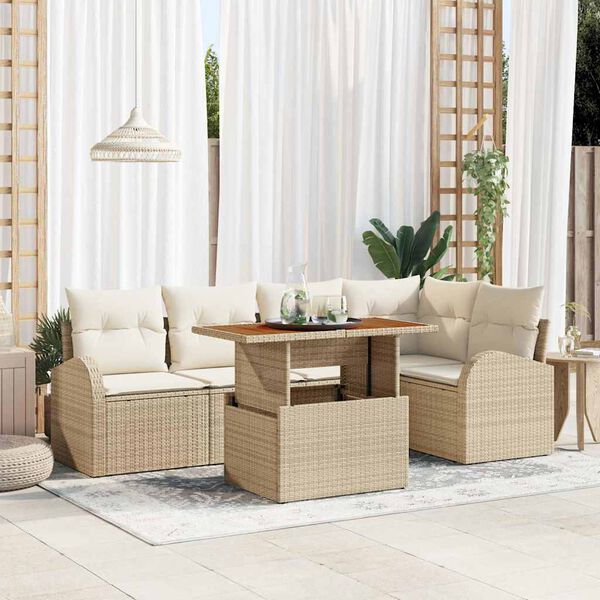 vidaXL Garten-Sofa-Set mit Kissen 6 pcs Beige und Creme
