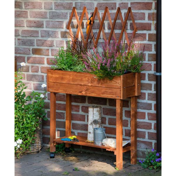 dobar Mobiles Hochbeet mit Spalier Braun