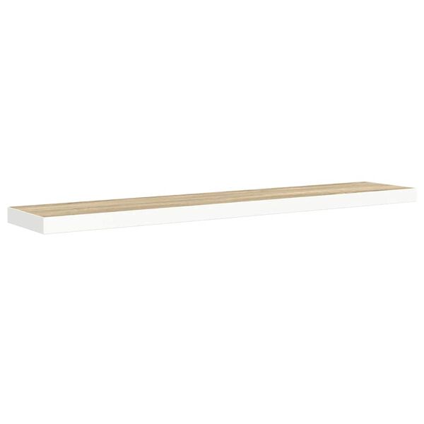 vidaXL Schweberegal Eichen-Optik und Wei&szlig; 120x23,5x3,8 cm MDF
