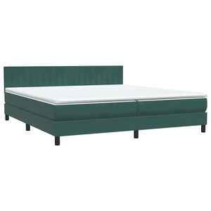 vidaXL Boxspringbett mit Matratze Dunkelgr&uuml;n 180x220 cm Samt
