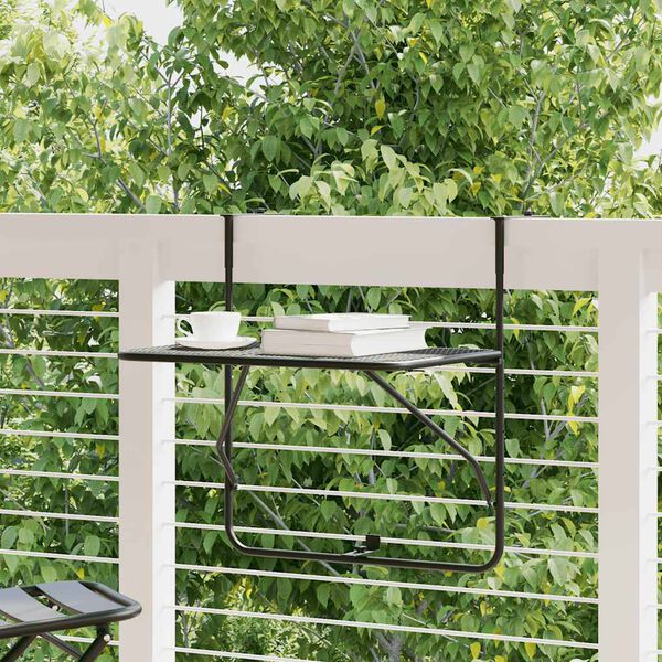 vidaXL Balkontisch Schwarz 60x40 cm Stahl