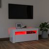 vidaXL TV-Schrank mit LED-Leuchten Hochglanz-Weiß 90x35x40 cm