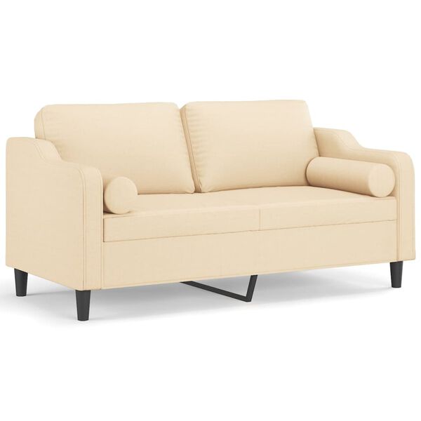 vidaXL 2-Sitzer-Sofa mit Kissen Creme 140 cm Stoff